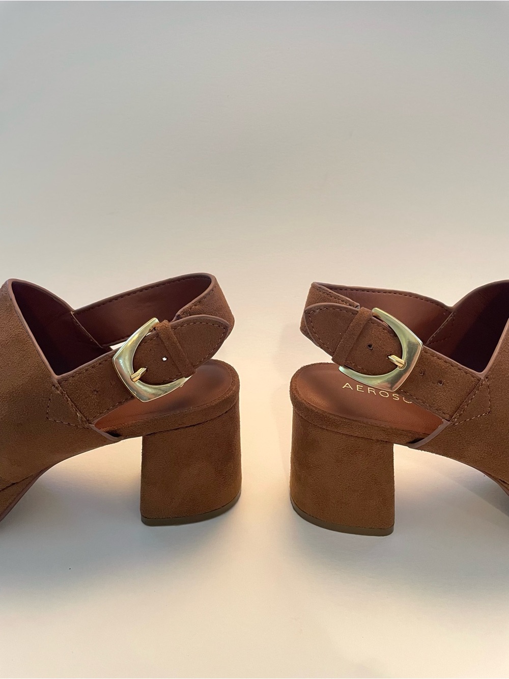 Aerosoles Tan Suede Sing Backs with Block Heel - Picture 3 of 9